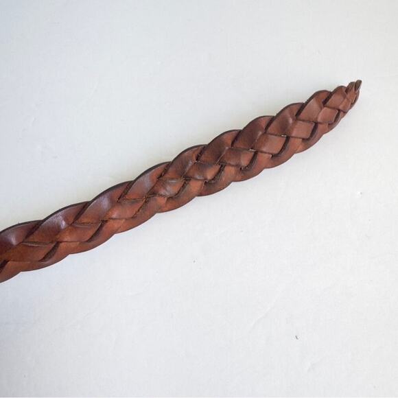 Vintage Brown Woven Leather Belt Western Distressed Boho Wide‎ Braided 28 Small main image 8